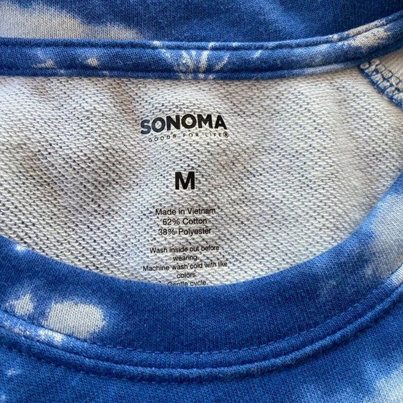 SONOMA Goods for Life BLUE tie dye Soft Cotton stretch Tunic Sweatshirt *MEDIUM* - Picture 7 of 7